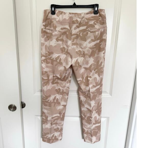 IBKUL Camo Printed Pull On Ankle Pant Tan Cream Tennis Athleisure 12 - Picture 2 of 5